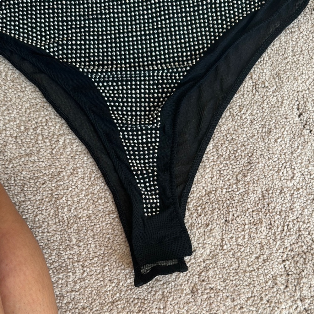 Zara Black & Silver rhinestone Bodysuit One Piece - Picture 4 of 8